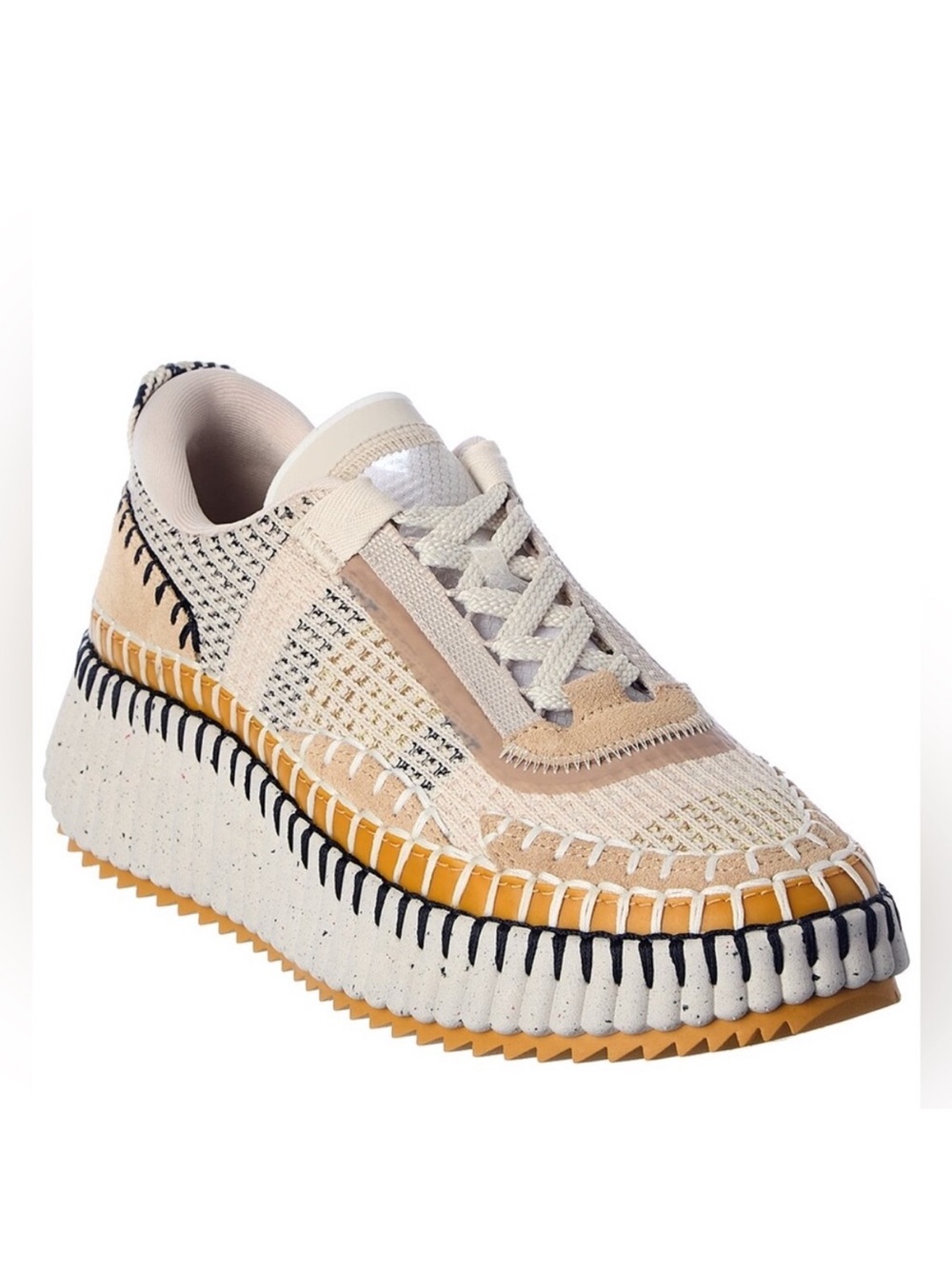 Chloé Beige Nama Woven Platform Low Top Sneakers Shoes Size EU:42 US:10 NWOB - Picture 2 of 16